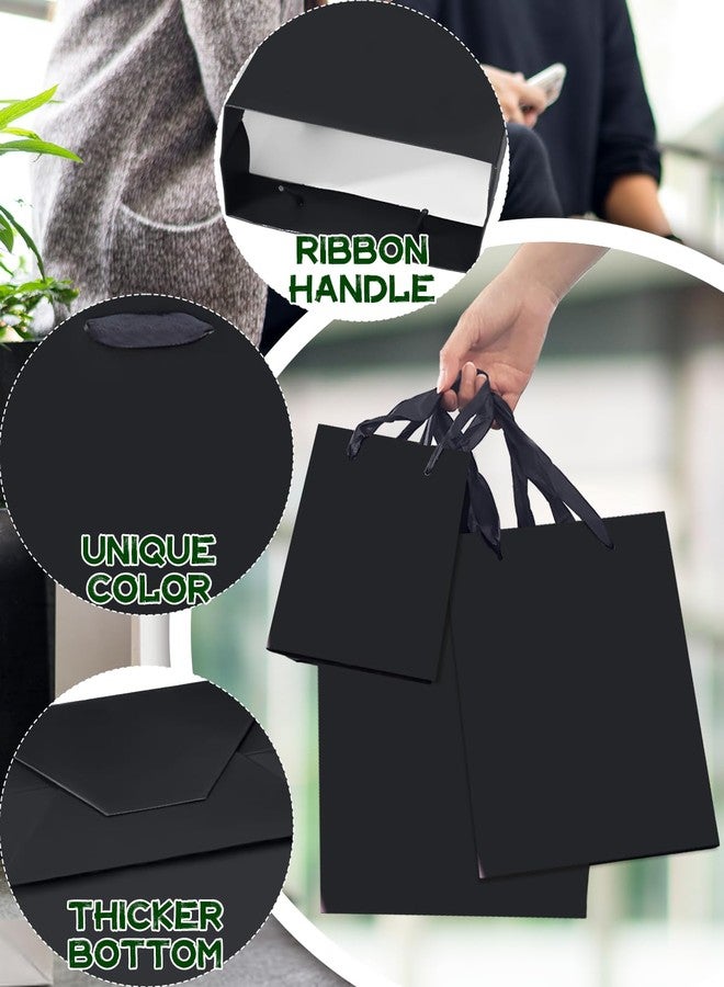 qiqee Black Gift Bags with Tissue Paper Mulit Assorted Sizes 24PCS Present Party Favor Birthday Bags(4pcs Large 13", 10pcs Medium 9", 10pcs Small 6" Bags，52pcs Tissue Paper) - Image 4